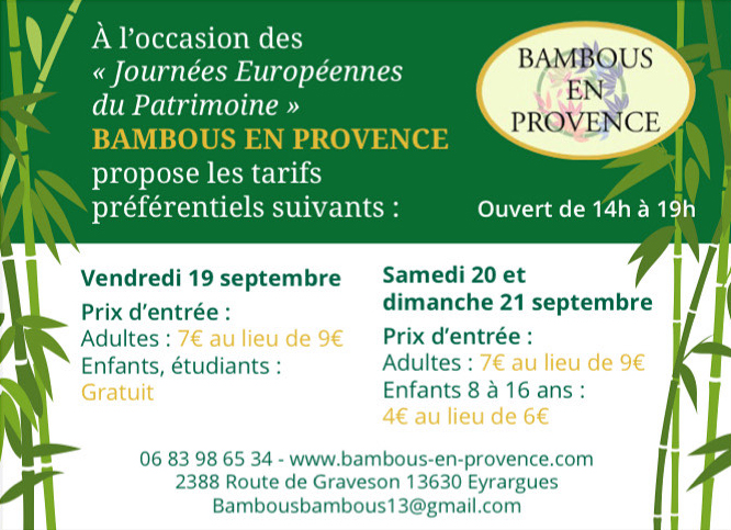 Bambous en Provence, Journées du Patrimoine